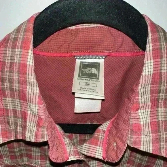 The North Face Plaid Button Up Shirt S/P Red Brown for Women with Embroidery - Picture 4 of 16